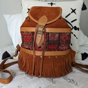 Suede leather Backpack Purse